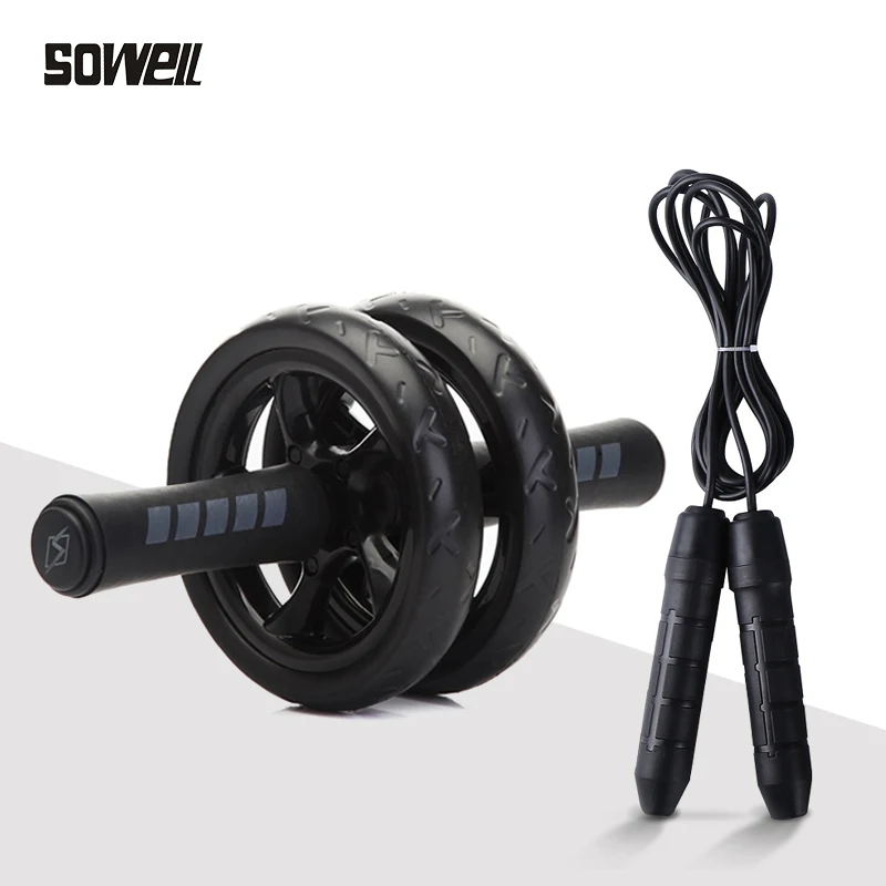 

New Set Keep Fit Wheels & Rope Skipping No Noise Abdominal Wheel Ab Roller with Mat for Exercise Fitness Equipment