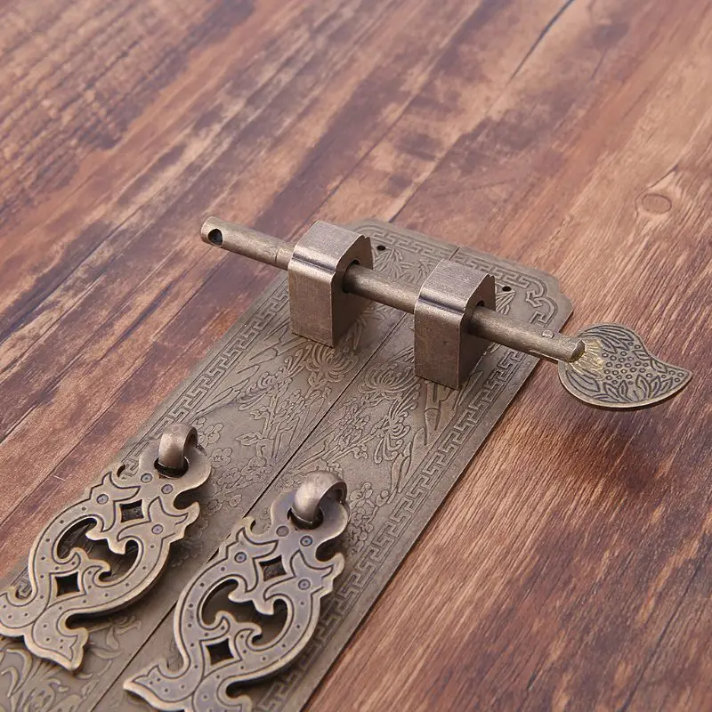 3x15cm Door handle Chinese style Retro Pure copper Antique Chinese furniture handle Cabinet Pair straight handle