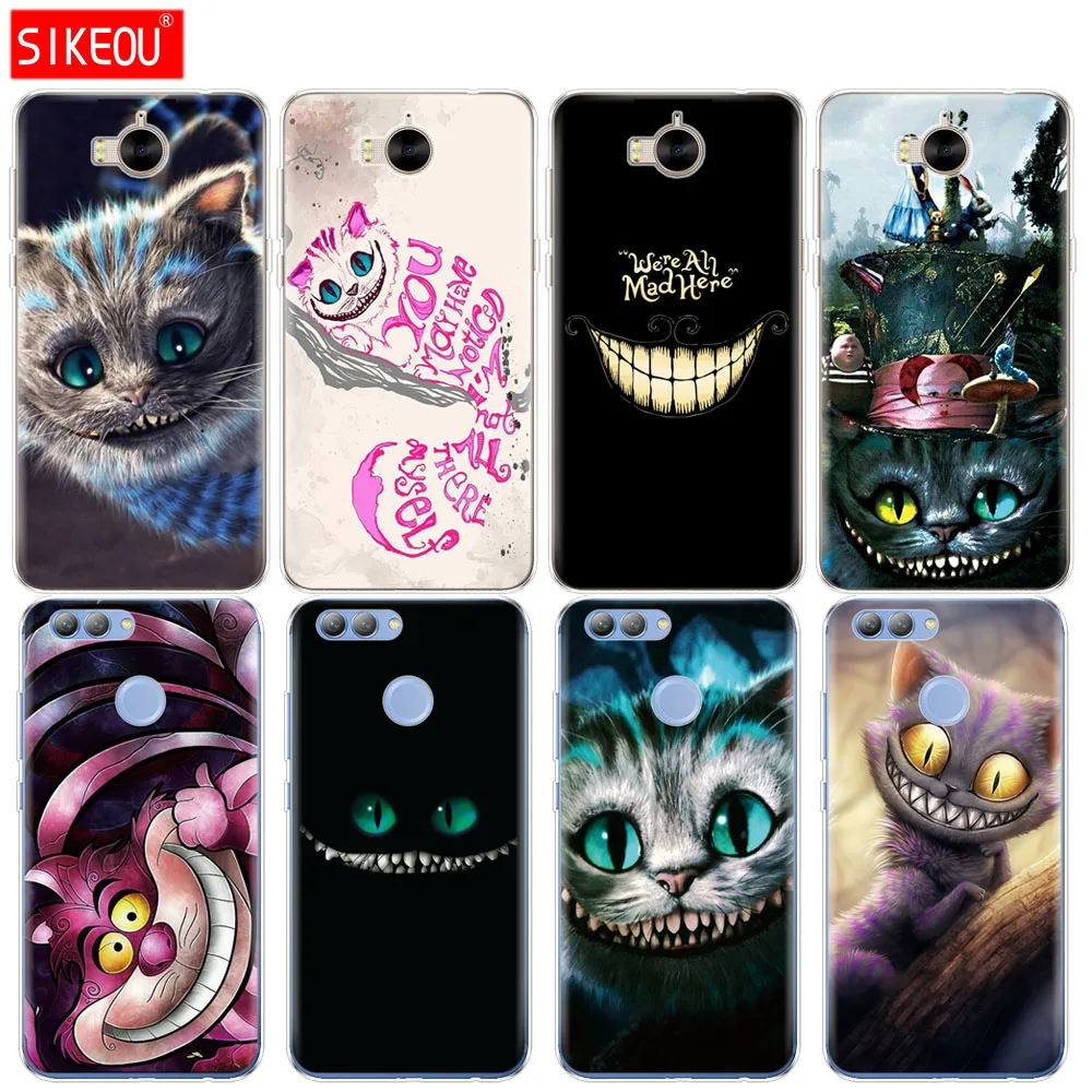 

Silicone phone Cover Case for huawei Y3 Y6 Y5 2 II 2017 nova 2s 2 LITE plus cute Cheshire Cat