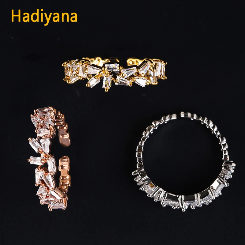 

HADIYANA Fashion AAA Cubic Zirconia Finger Ring With Stones New Arrival Size Adjustable Trendy One Line Female Rings Gift CP074