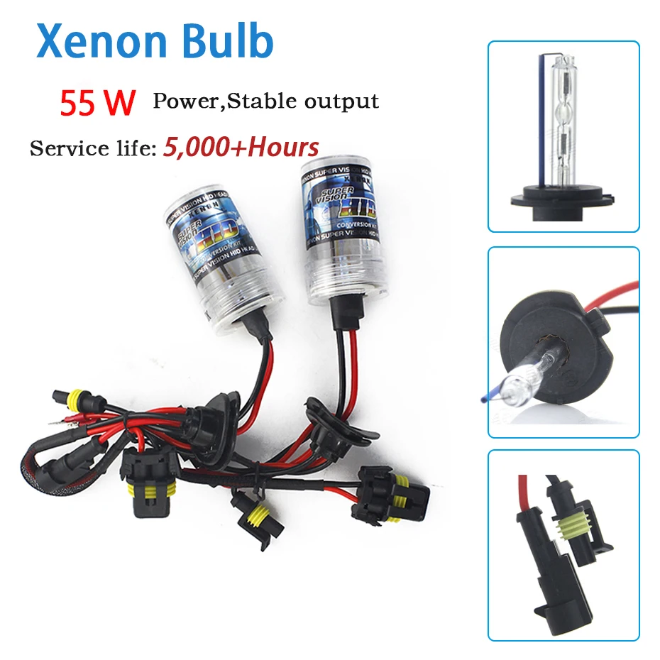 2 шт. 12В 55 Вт Ксеон H7 HID переделочный комплект H1 H3 H11 9005 лампы авто фар 3000k 4300k 5000K 6000k
