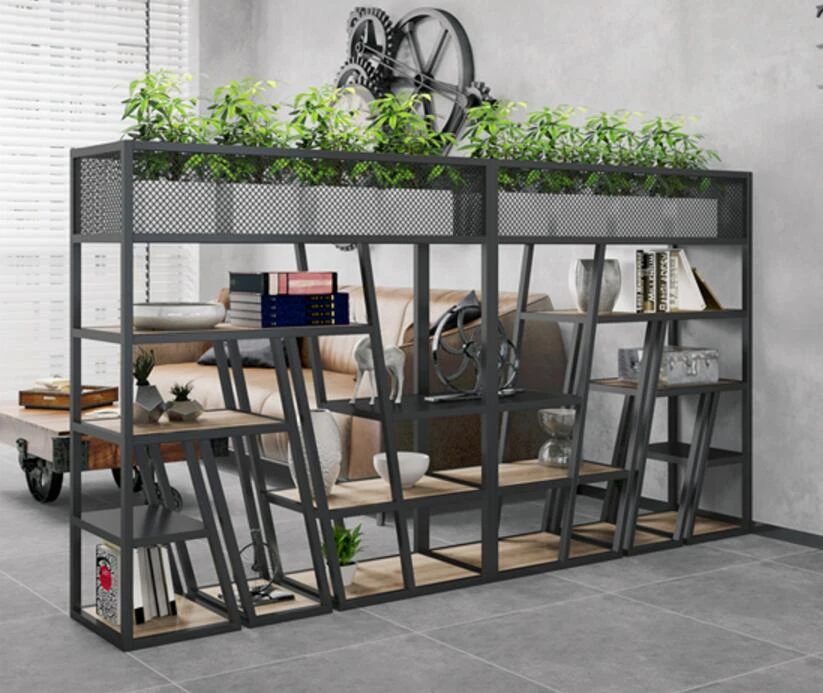 インダストリアルスタイルパーティションスクリーンアメリカンカフェレストラン床から天井までの本棚ディスプレイ棚鉄製商品棚花 Aliexpress Home Garden