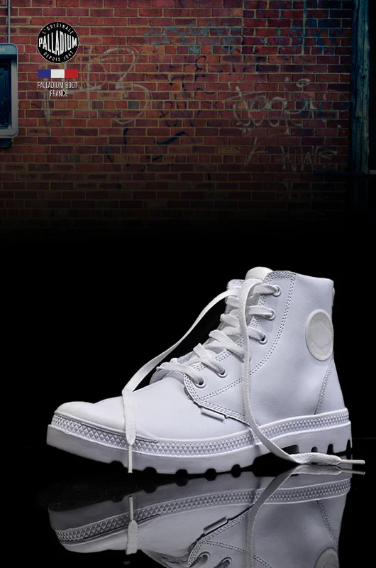 white leather palladium boots
