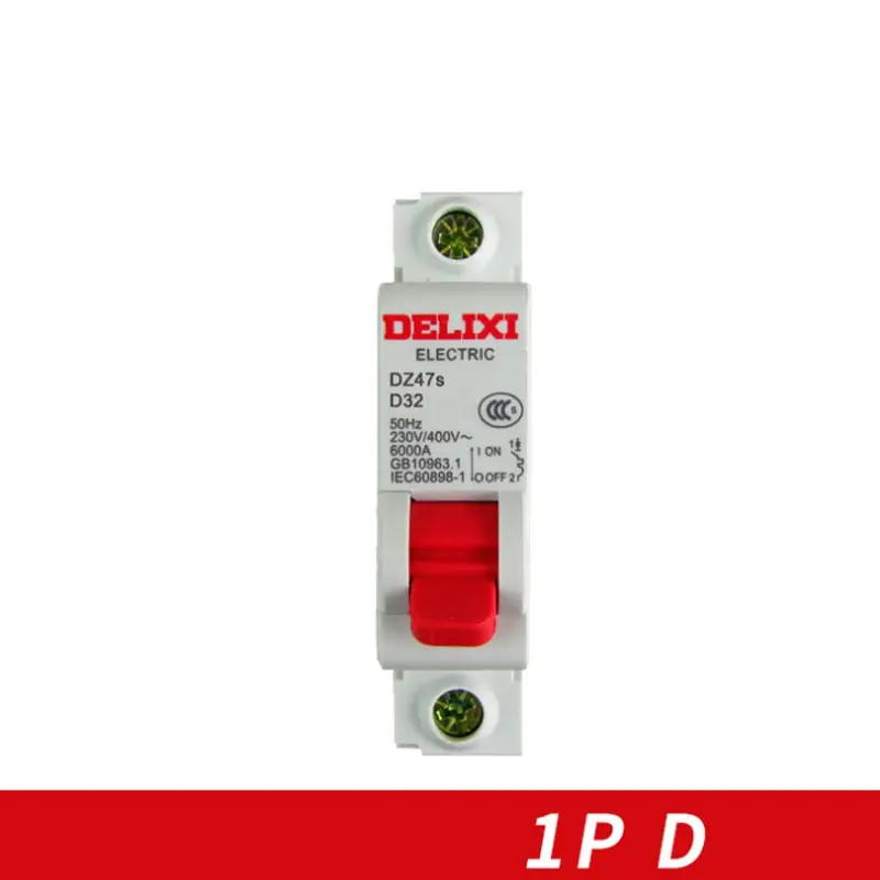

Miniature Circuit breaker Air switch DZ47s-63 DELIXI MCB 1Pole "D" Curvers 10A-63A 10A 16A 20A 25A 32A 40A 50A 63A