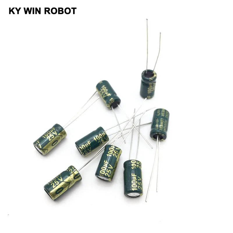 Aluminum Electrolytic Capacitor 20pcs/lot 25V 100UF 6x12mm high frequency low impedance aluminum electrolytic capacitor 100uf 25v