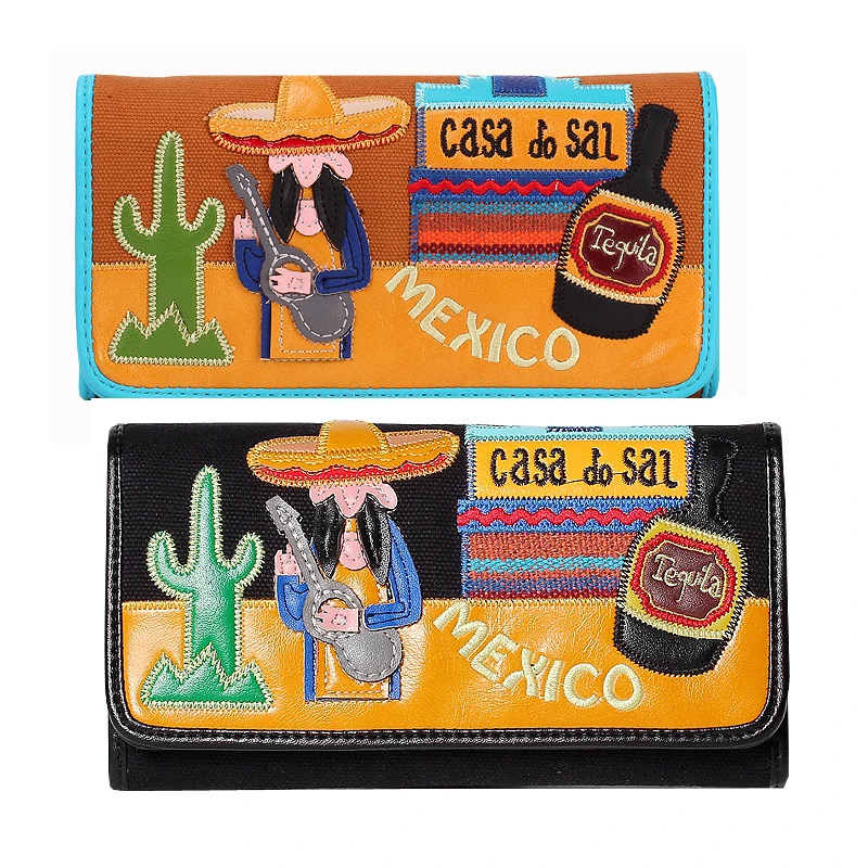 Женские сумки кожаные Лоскутные вышитые кошельки девушка клатч кошелек женский бумажник Braccialini бренд стиль искусство мультфильм мексиканский