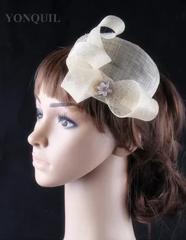 

Elegant bridal wedding hair clip sinamay church hats 17 Colors fascinator base derby bow hat hair accessories barrettes headwear