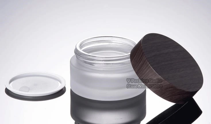 30 г Мороз Стекло баночка для крема с Деревянные крышки Кепки 1oz Стекло контейнер 1/3 унции косметические упаковка 100 шт./лот