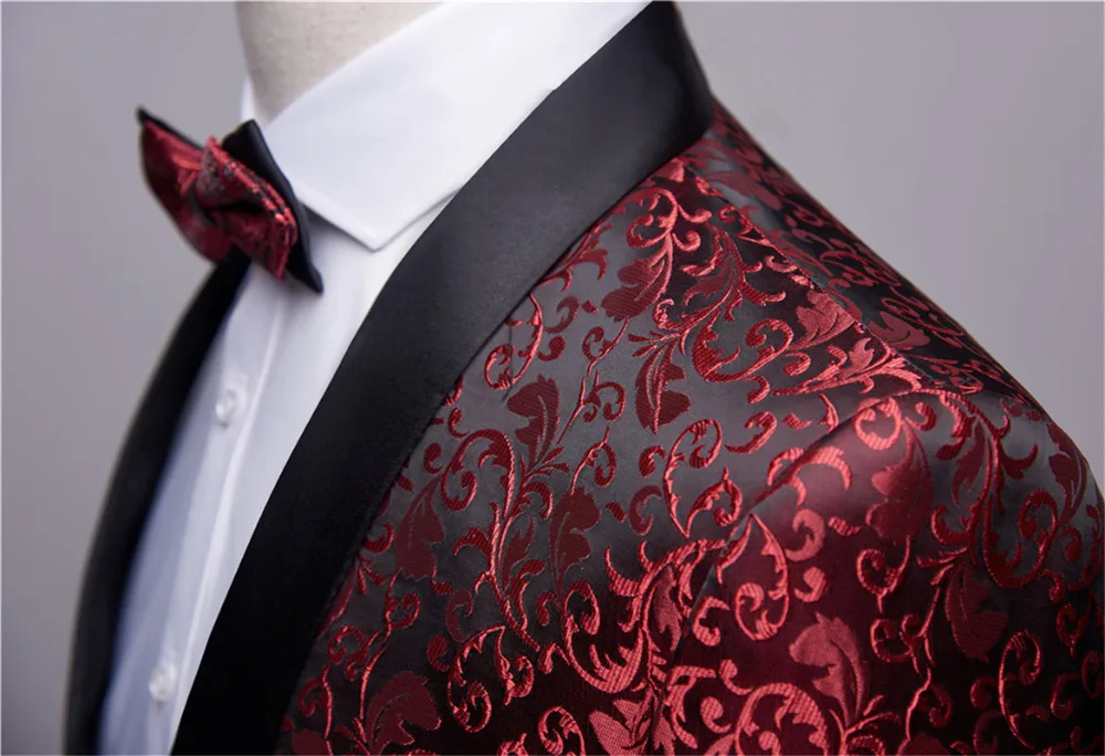 Lucky Red вышитые свадебные мужские костюмы Slim Fit костюмы 2 шт. свадебный смокинг для мужчин жениха(куртка+ брюки