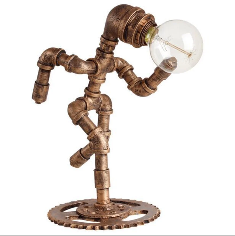 

Loft American retro nostalgic water tube lamp Bar Cafe decorative table lamp bedroom creative robot desk lamp LU8141159
