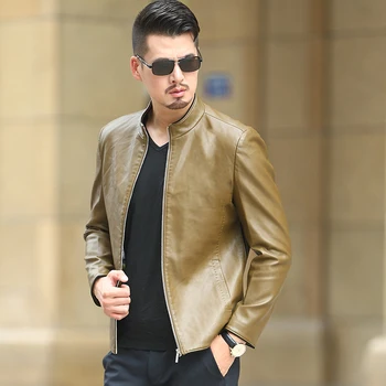 

KUYOMENS M-4XL Men's Leather Jackets Autumn Faux Leather Motorcycle Jackets Leather Thick Coats Outerwear For Male Clothing