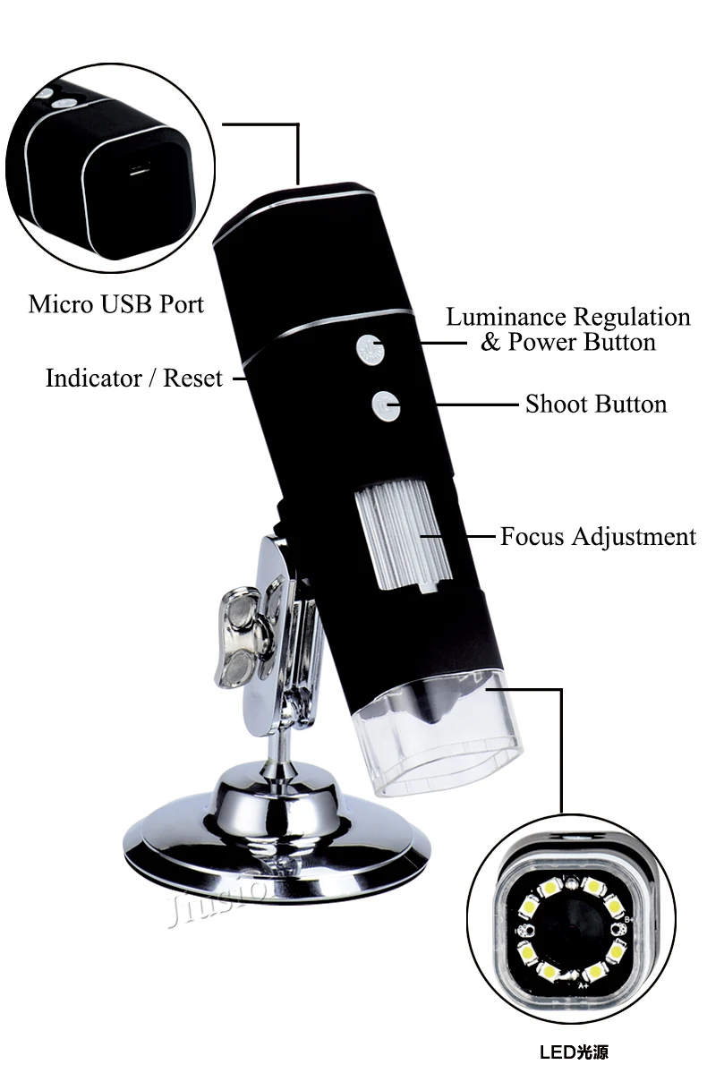 1000X WiFi цифровые микроскопы с металлической подставкой 8 светодиодный USB эндоскоп зум Видео микро камера для Android iPhone IOS Телефон ПК