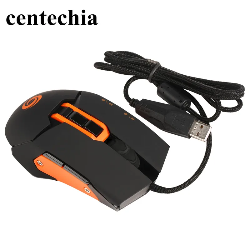 Centechia Проводная игровая мышь, подходит для левой и правой руки, 9 клавиш, 3500 dpi, инженерный дизайн, мыши для домашнего использования, ноутбука - Цвет: Оранжевый