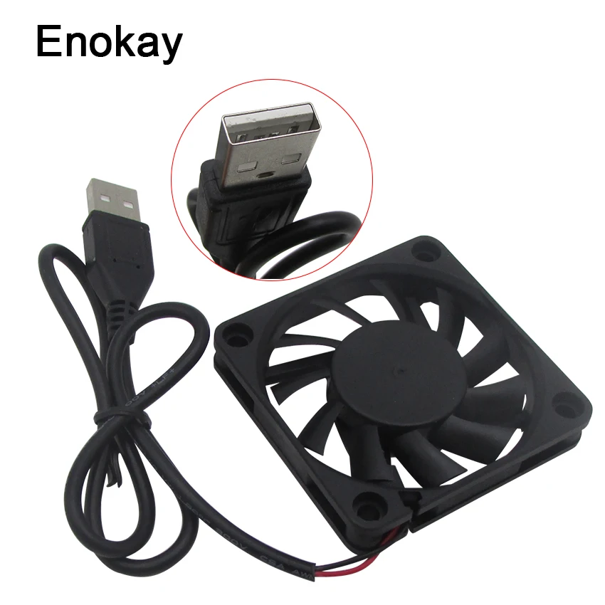 Enokay Brushless USB DC Cooler Fan 5V 60mm 60x60x10mm 6010 6cm For