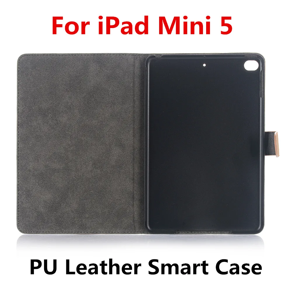 

For iPad Mini 5 7.9'' Smart Case Vintage Style Shockproof Multi-Angle Stand Smart Cover for Apple iPad 5 Generation Case Cover