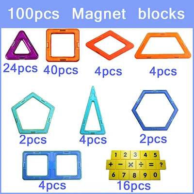 100 шт., большой размер, конструктор, магнитные строительные блоки, игрушки, магнит "сделай сам", созвездие, квадратные строительные блоки, подарок на Рождество, день рождения - Цвет: Многоцветный
