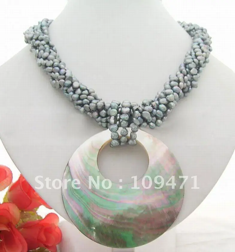 

Charming! 8Strds Grey Pearl&Shell Pendant Necklace