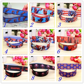 

7/8'' Free shipping hero Deadpool batman printed grosgrain ribbon hairbow headwear party decoration diy wholesale OEM 22mm D401