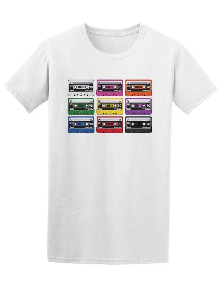 Collection Audio Cassette Tapes Men's Tee Summer Fashion Funny Print T-Shirts | Мужская одежда