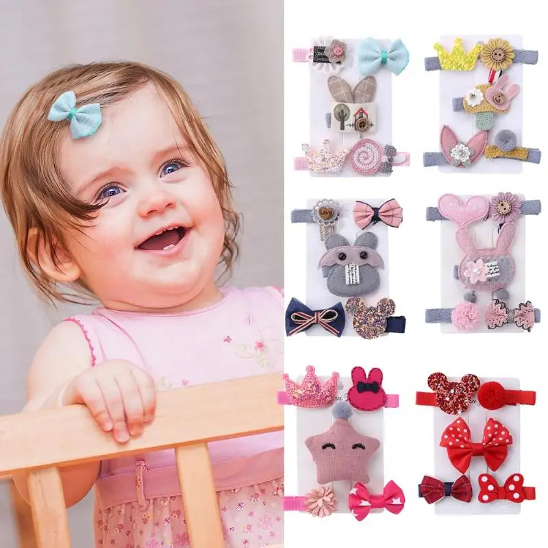 

5pcs/pack Handmade Princess Hair Clip Cartoon Crown Bow Girls Hairpins Cute Children Headwear Baby Hair Ornaments Kids Hairgrips