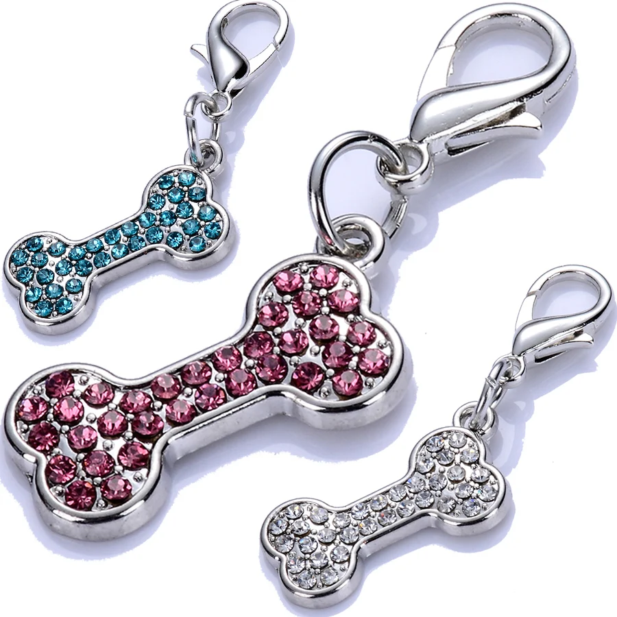 подвеска кулон для собак ошейник Горный хрусталь Dog Tag Кристалл кости в форме
