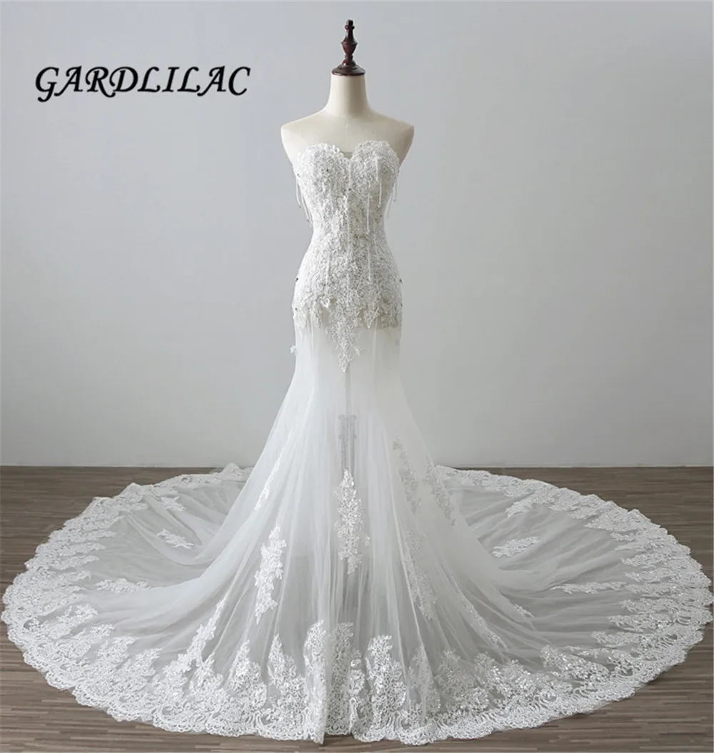 

Mermaid Wedding Dress Beaded Lace Appliques White Wedding gowns Plus size Bridal Gown for wedding vestido de noiva