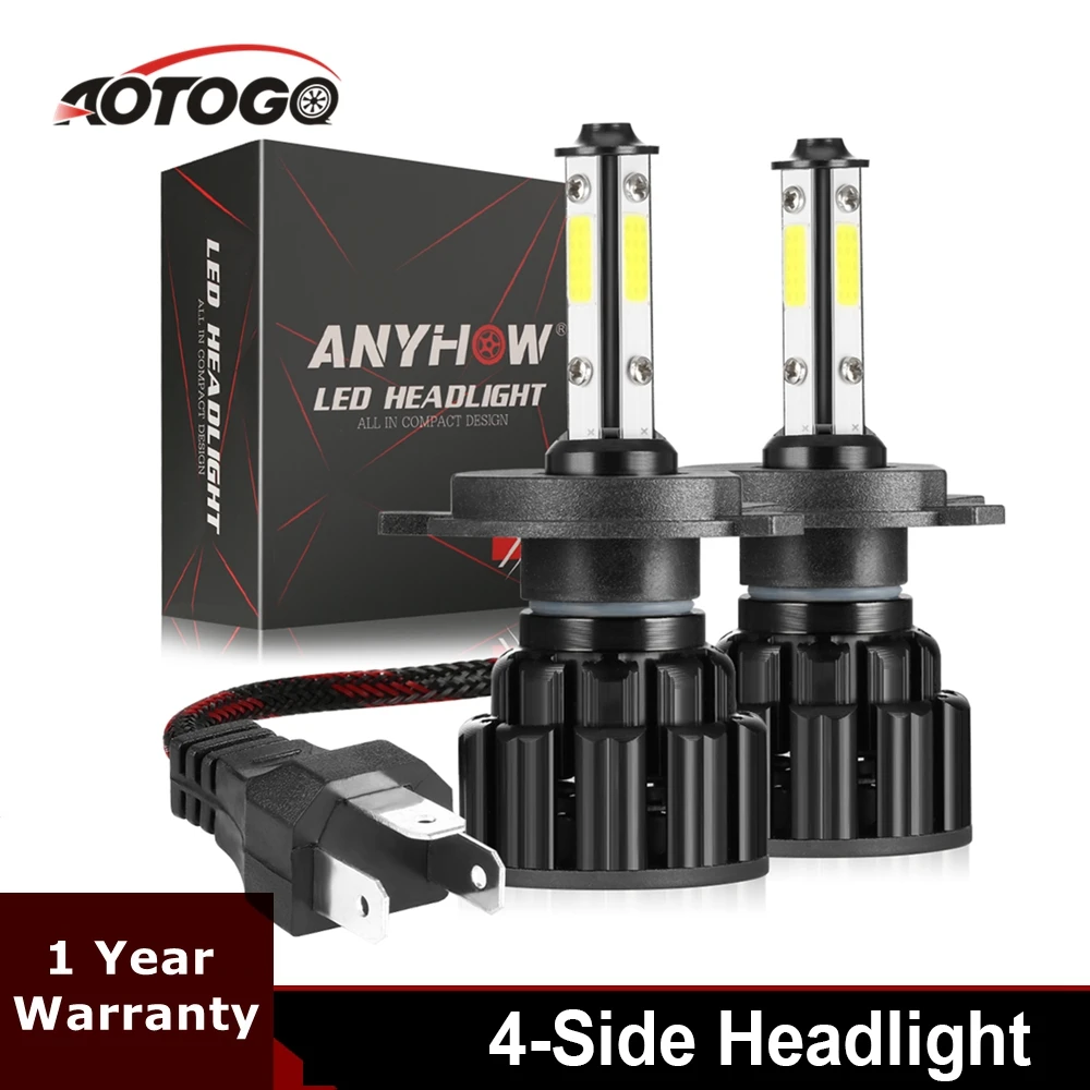 

2PCS 4 Side H4 LED Car Headlight Led Fog Light Headlamp Bulb 80W 8000LM 6500K H1 H7 H8 H9 H11 9005 HB3 9006 HB4 9007 X16