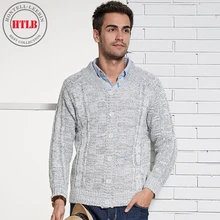 Htlb Мужской осенне-зимний модный Повседневный Кардиган свитер пальто для мужчин свободный крой хлопок теплый вязаный свитер пальто для мужчин