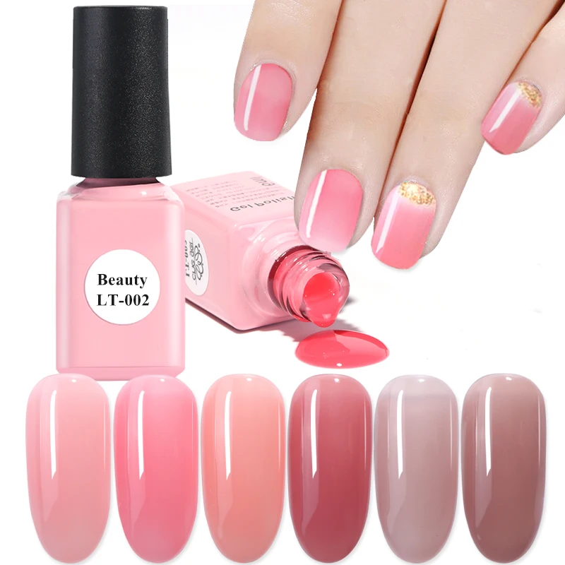 6 мл УФ-гель для ногтей Nude прозрачный лак Чистый Розовый кофейный цвет маникюрный лак верхнее покрытие впитываемый гель для ногтей TRLT01-06