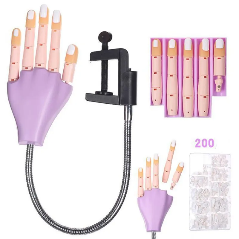 

Professional 1 Practice Hand+100pcs Nail Tips Nail Art Hands Tool Adjustable Nail Art Model Hands DIY Manicure Tool For training
