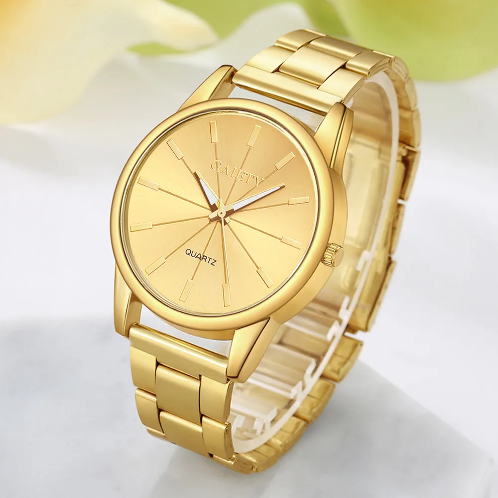 Women Watches Rose Gold Women Fashion Chain Analog Quartz Round Wrist