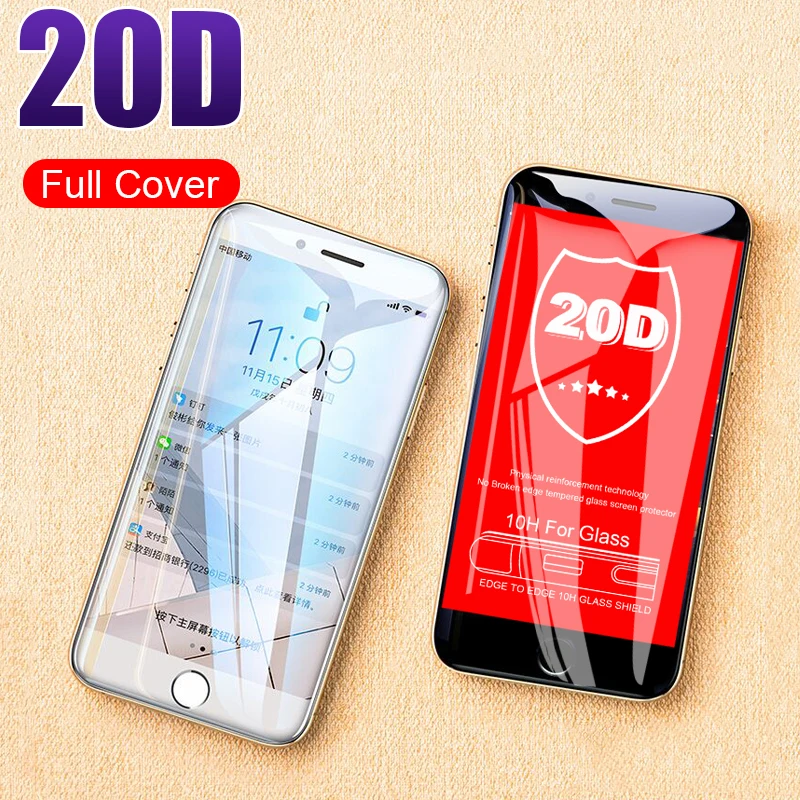

20D Curved Protective Glass For IPhone 8 7 6 6s Plus XR X XS Max Screen Protector Film For IPhone XR XS 8 7 6 20D Tempered Glass