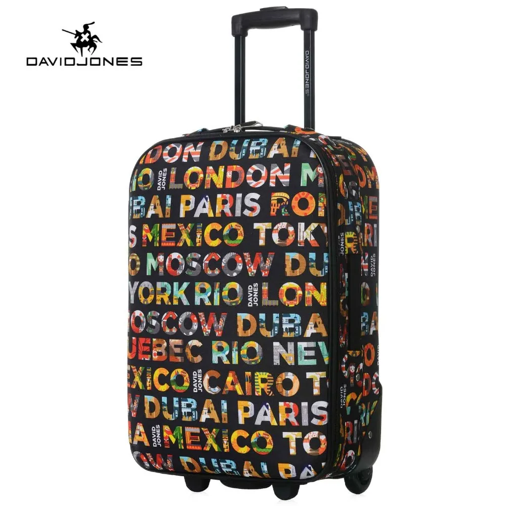 

DAVIDJONES wheel travel suitcase trolley bag fixed women large luggage bag girl vintage rolling suit case box 28 inch hand trunk