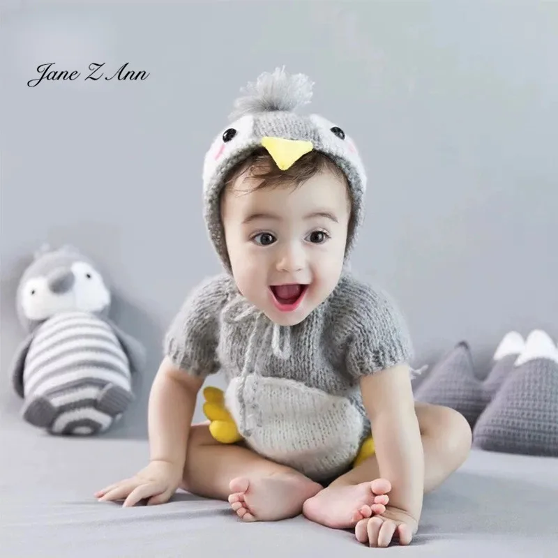 

Jane Z Ann New 3-4 month baby Kids Photography props Penguin Set Baby Studio Photo Clothing+doll+2pcs mountain creative theme