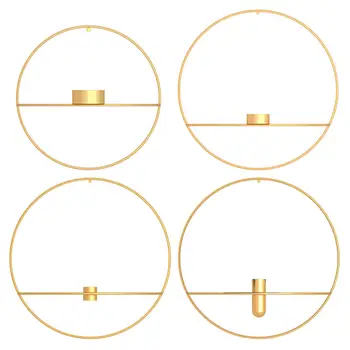 

Circle Candle Holder Wall Mounted Europe 3D Metal Candlestick Geometric Centros De Mesa Para Boda Christmas Decorations 3DZT114