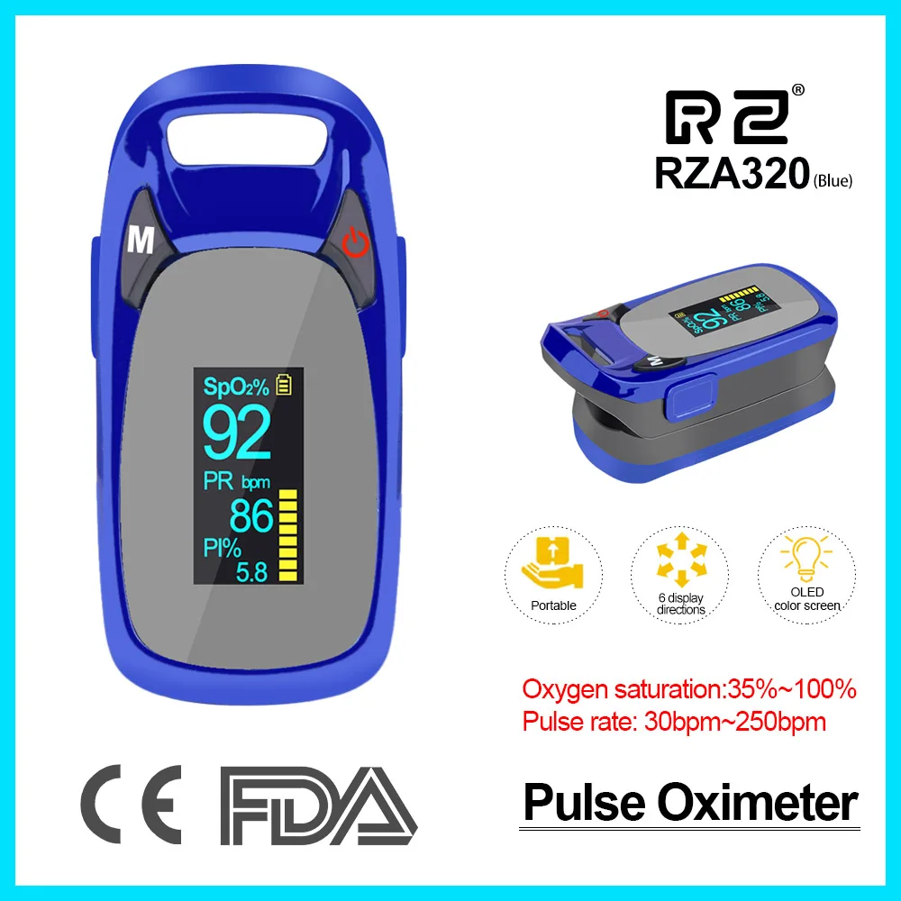RZ дизайн пальцевой Пульсоксиметр измеритель артериального давления здоровье и гигиена CE FDA OLED дисплей кислородная сигнализация установка A320