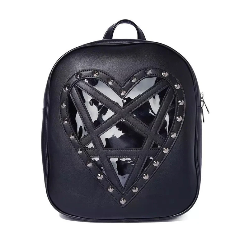 Punk-Gothic-Backpack-Dark-Black-PU-Leather-Harajuku-Rivets-Shoulder-Bag-Transparent-Heart-Vintage-Women-Steampunk(3)