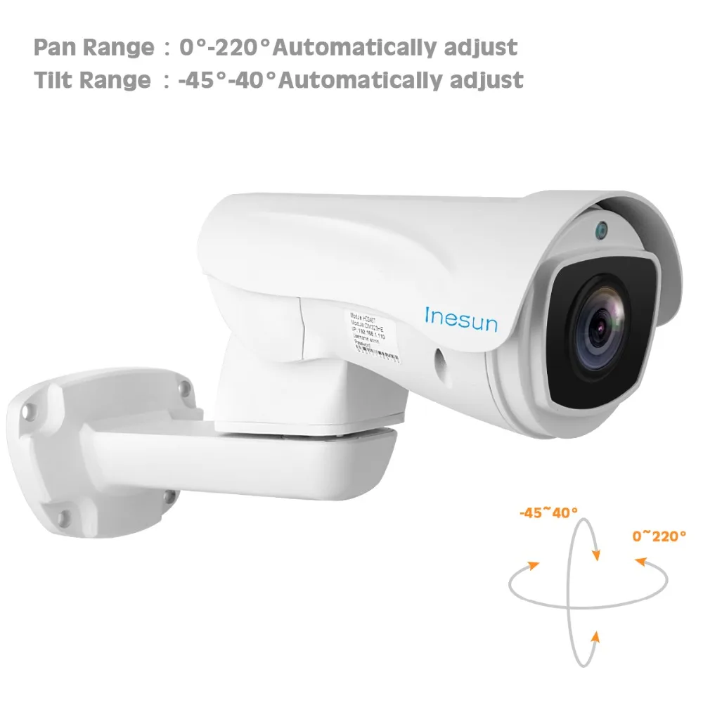 Inesun Открытый PoE PTZ IP камера безопасности 2MP Full HD 1080P 10X оптический зум PTZ камера водонепроницаемый 330ft лазерный ИК ночного видения