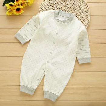 

Infant Baby Romper Dot Cotton Newborn With Button Unisex Single-breasted Romper Long Sleeve Cotton Jumpsuit 0-6 M