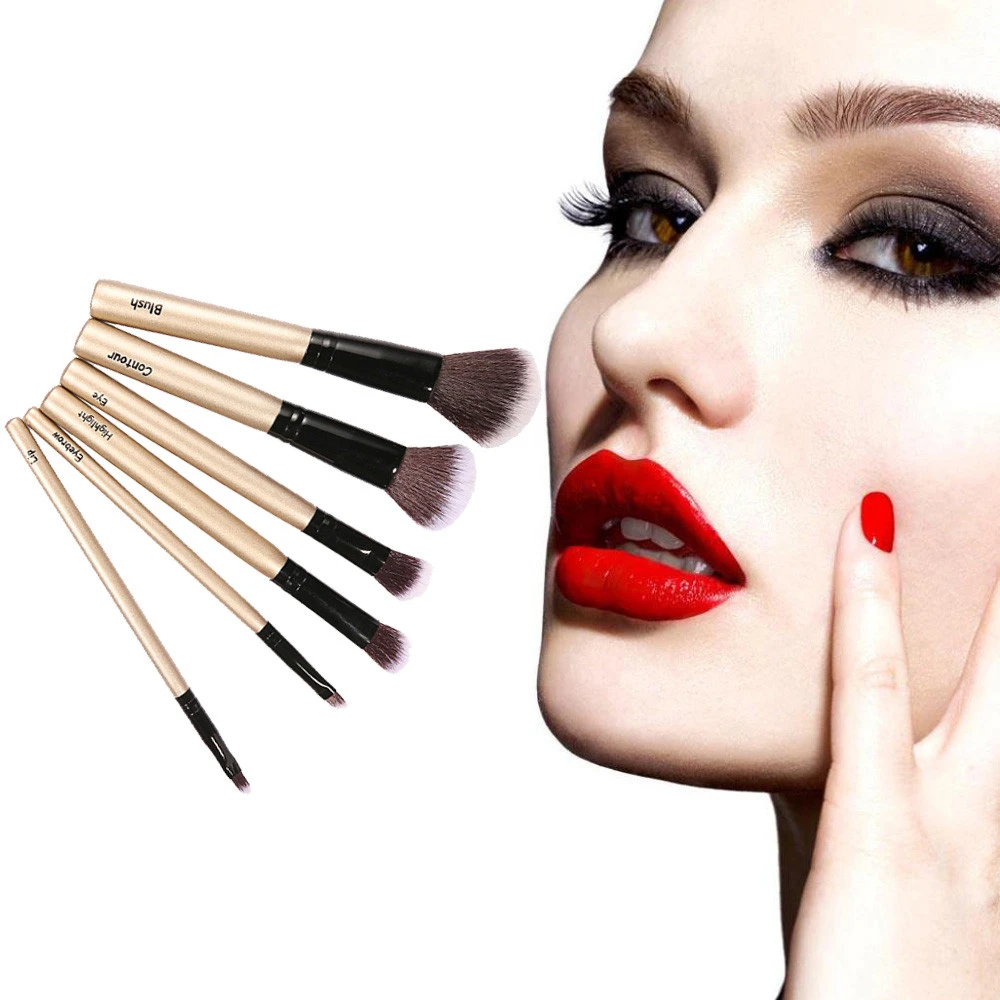 6PC Wooden Cosmetic Makeup Brush Brushes Set Foundation Powder Eyeshadow (3)