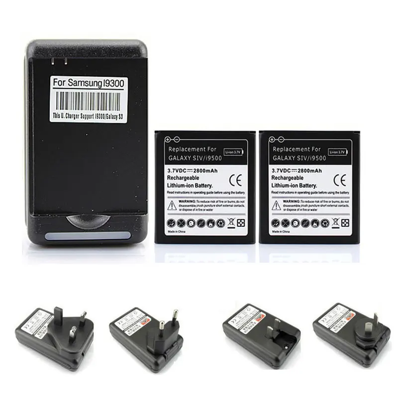 2x2800 мАч Сменный аккумулятор для Sasmung Galaxy S4 i 9500 + настенное зарядное устройство