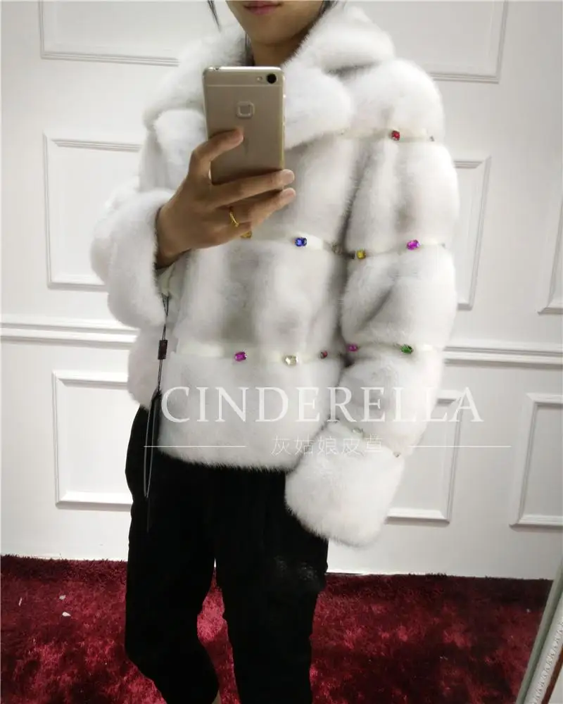 

Real Mink Fur Diamond Outwear 2018 New Women's Genuine Mink Fur Coats For Winter Short Jacket Warm Mink