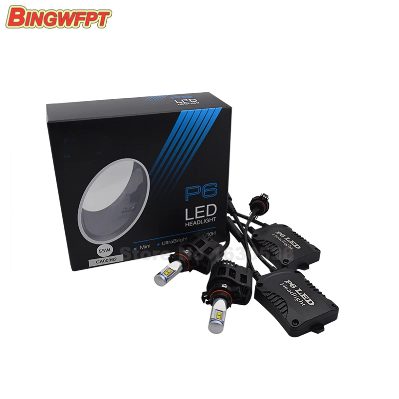 

2pcs/pair P6 55W 5200Lm LED Car Headlight Fog Light Conversion Kit H4 H7 H11 9005 9006 H13 D1 D2 D3 H15 HID Xenon Lamp