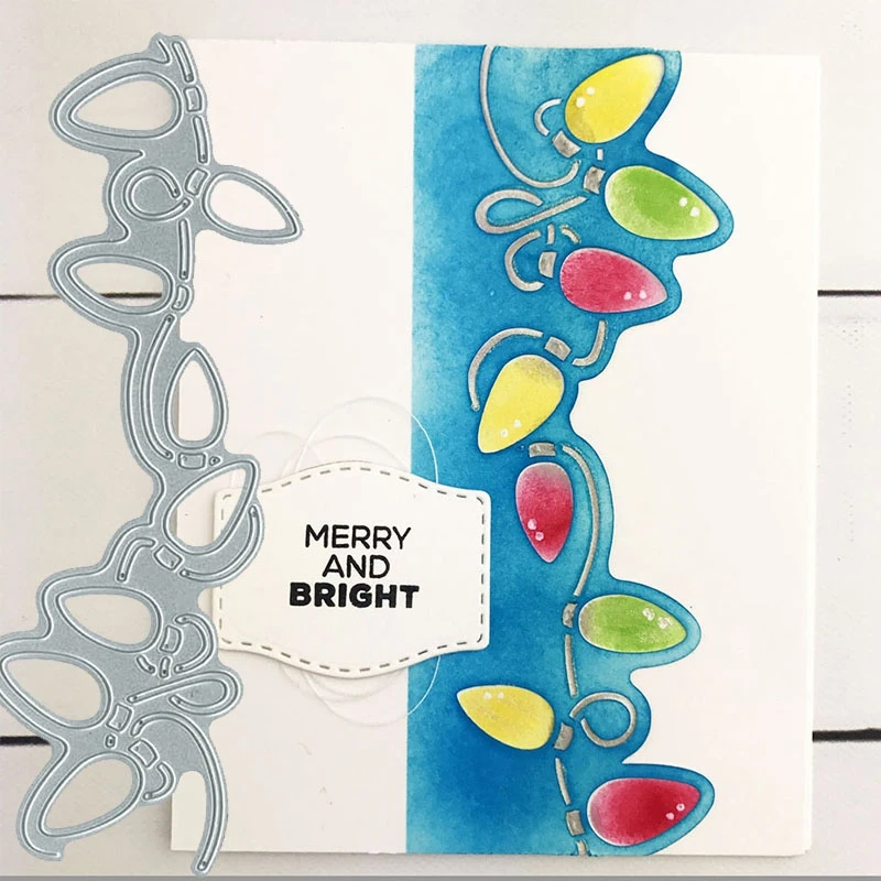 

Christmas Light Border Frame Metal Cutting Dies Stencils For DIY Scrapbooking Decorative Embossing Paper Cards Handcraft Cut Die