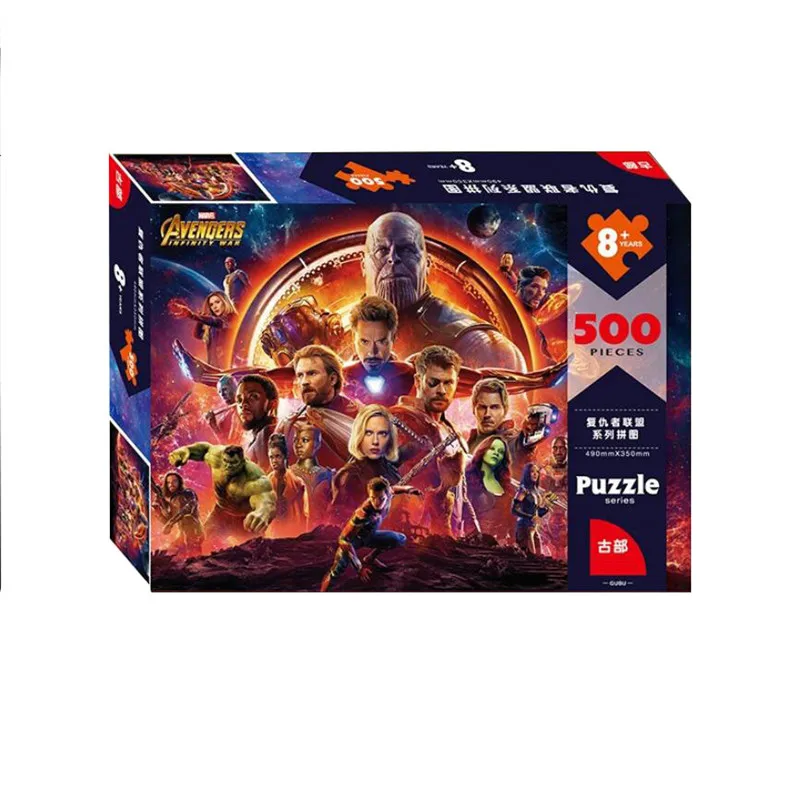 

New Marvel Avengers 100 500 Piece Puzzles Paper Adult Puzzle For Kids Thanos Iron Spider Man Captain America Superhero Toy