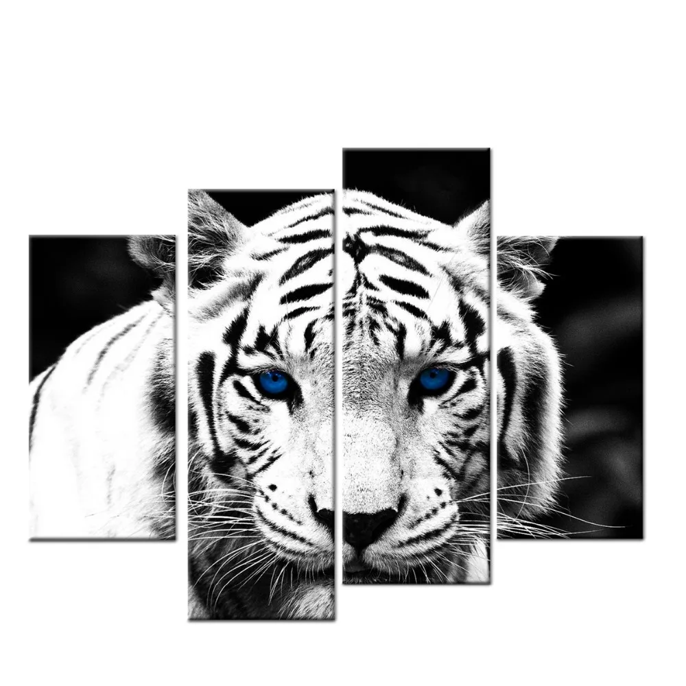 Black and White Tiger Wall Art for living room HD canvas print painting Wall Pictures For