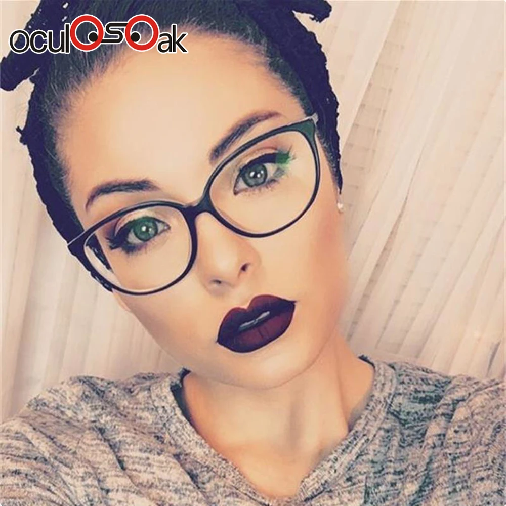 

2019 Spectacle frame cat eye Glasses frame clear lens Women brand Eyewear optical frames myopia nerd black red eyeglasses frame