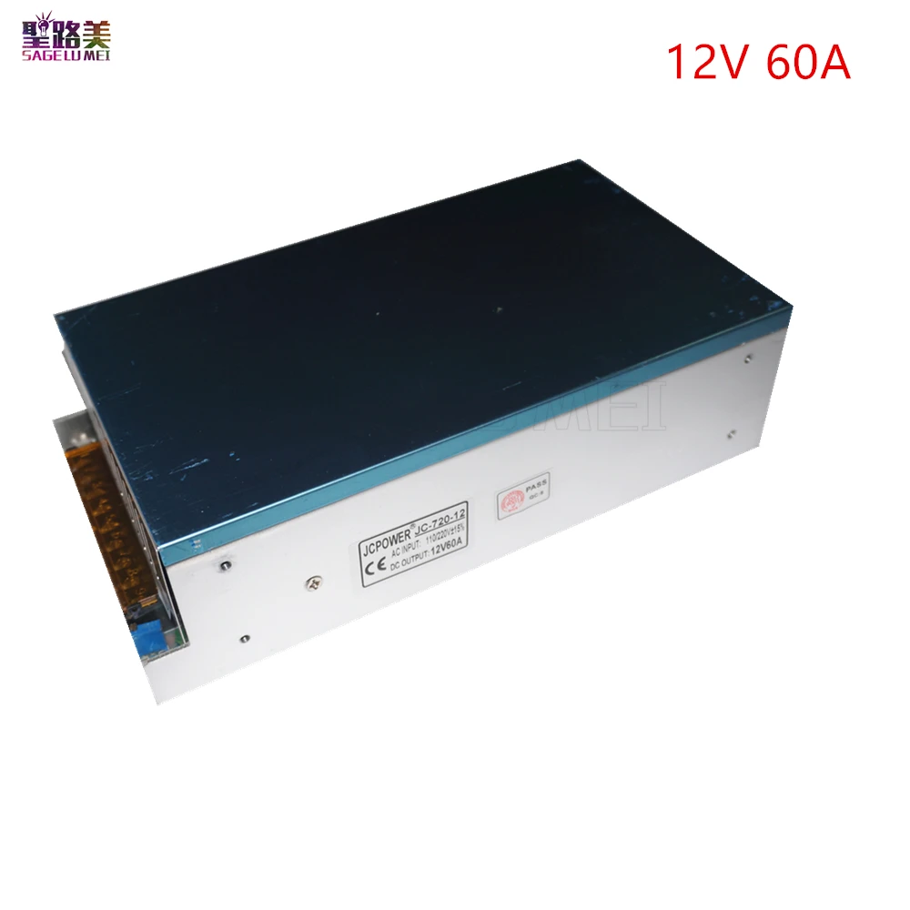 

free shipping DC12V 60A 720W AC110-220V to DC12V 60A Switch Power Supply Transformer for LED Strip lamp lighting CCTV PSU