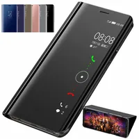 For Samsung Galaxy S21 Case Smart Mirror Leather Flip Stand Phone Cover For S20 S 21 FE S21 Plus S21Ultra S21 + Clear View Cases 1