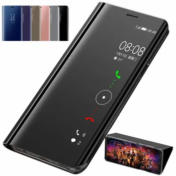 Перейти на Алиэкспресс и купить Умный зеркальный чехол для OPPO Realme 6 5 Pro C2 C3 XT X2 K5 A1K Reno 4 3 Ace A91 F15 A31 A5 A9 2020 Роскошный кожаный флип-чехол